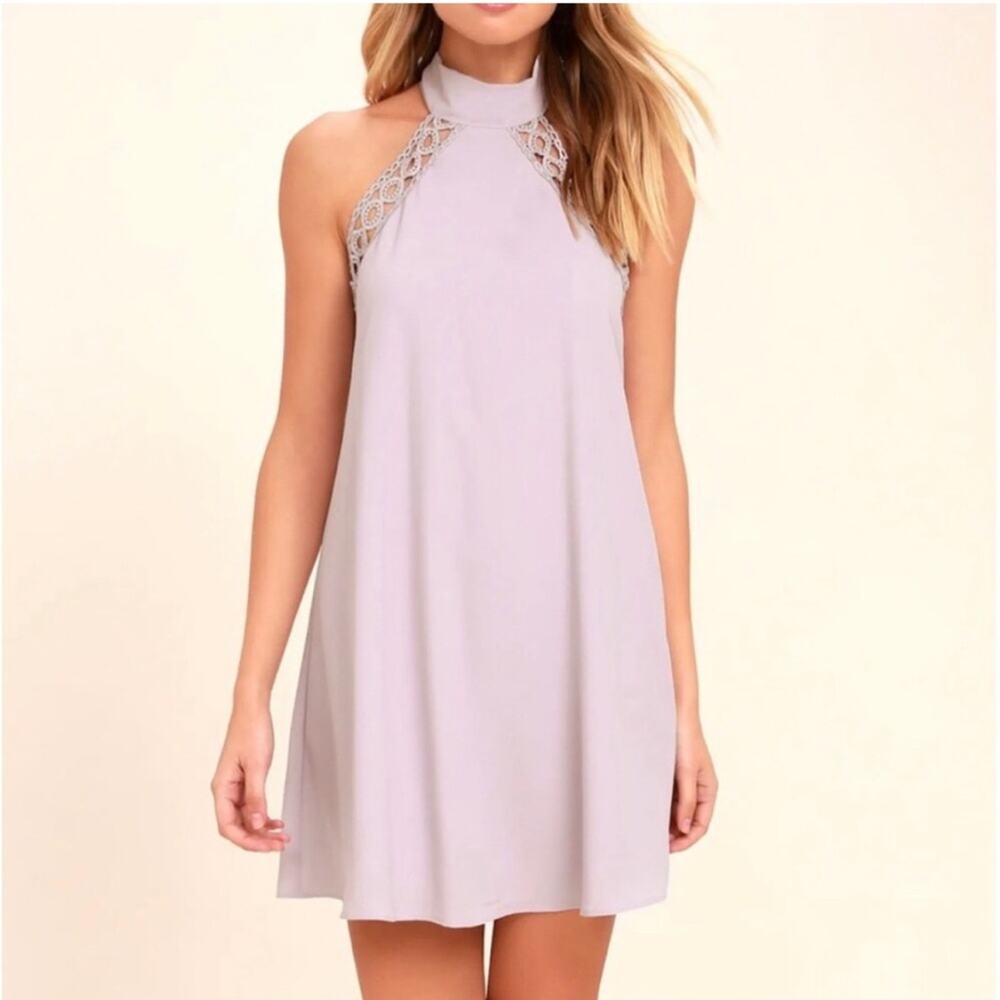Lulus Any Sway Shape or Form purple eyelet trim halter sleeveless dress Medium
